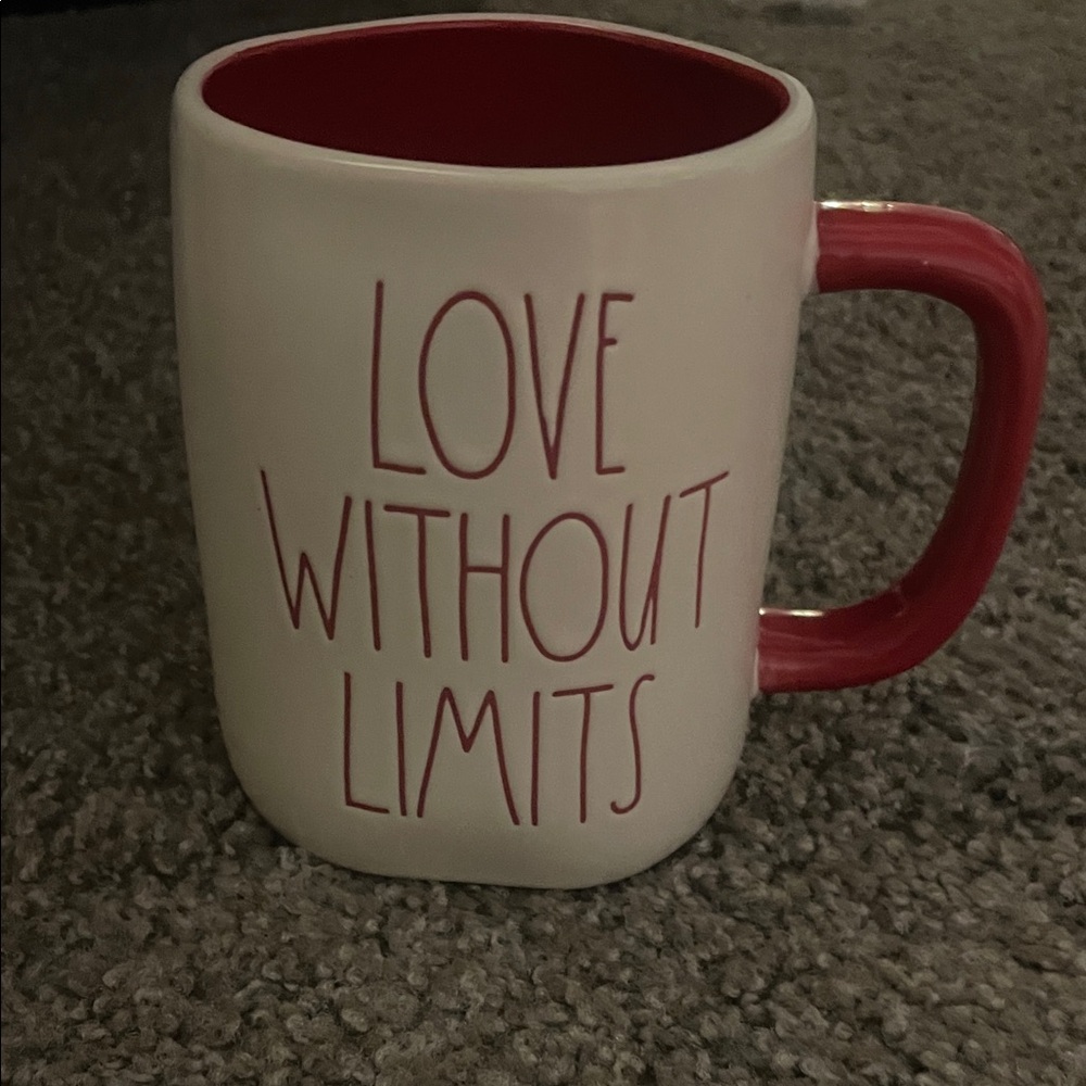 Rae Dunn Red and White Love Without Limits Mug